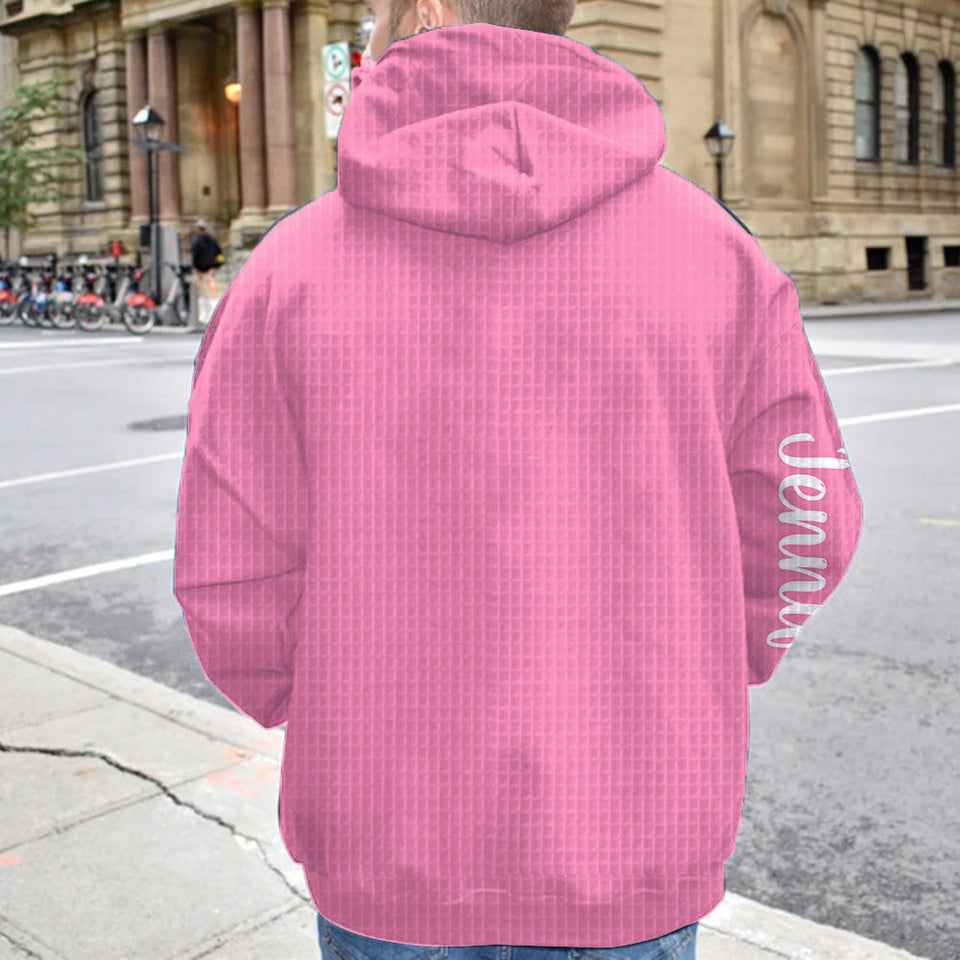 En octobre, on porte du rose ! Sweat à capuche gaufré personnalisé « Fantôme mignon » pour la sensibilisation au cancer du sein.