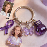 Faith Hope Love - Personalized Breast Cancer Awareness Keychain With Charms