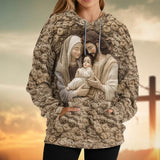 La Sainte Famille - Sweat à capuche chrétien à motif gaufré