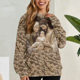 La Sainte Famille - Sweat à capuche chrétien à motif gaufré
