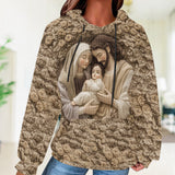 La Sainte Famille - Sweat à capuche chrétien à motif gaufré