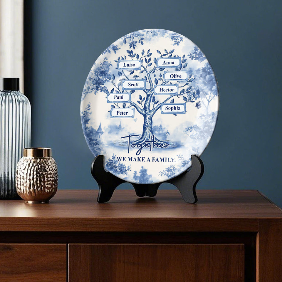 Together We Make A Family - Personalized Family Ceramic Round Plate
