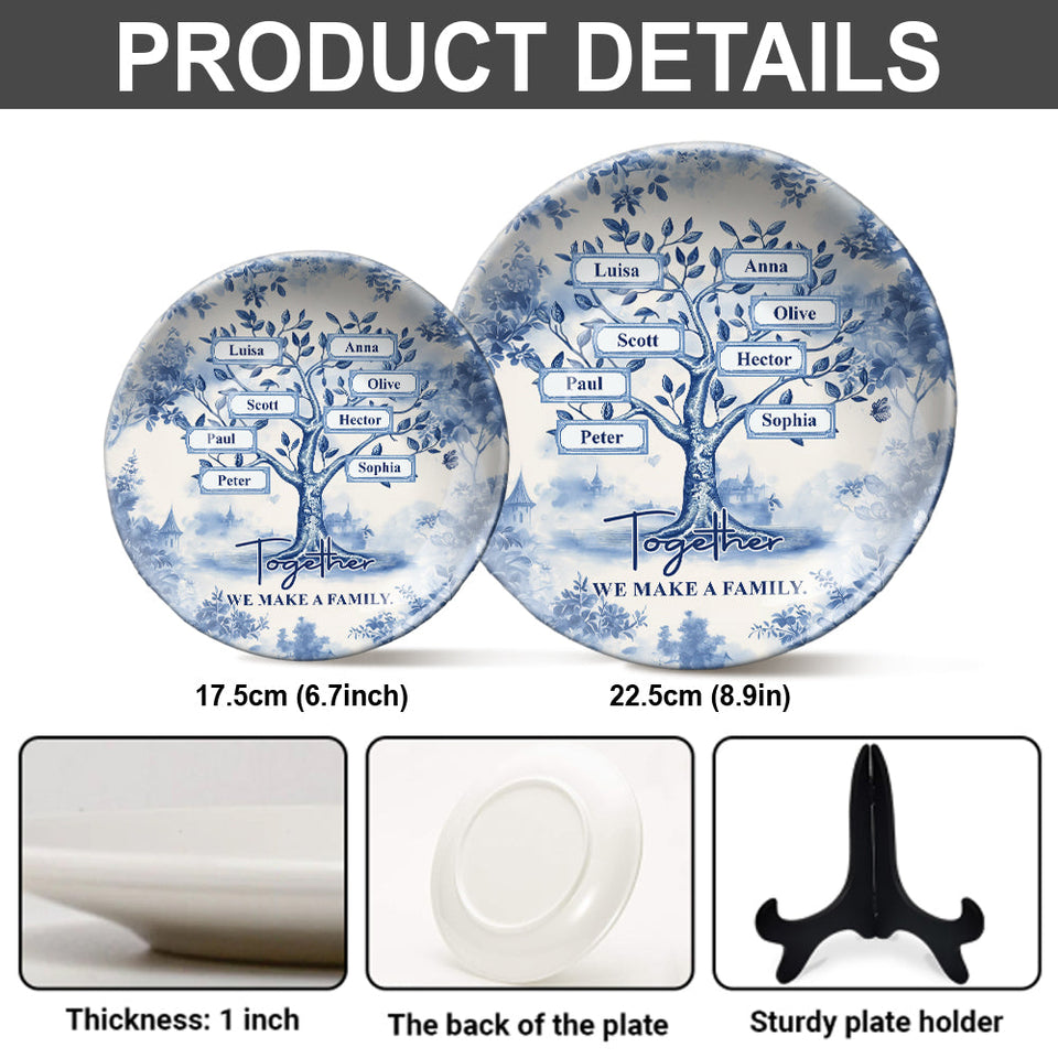 Together We Make A Family - Personalized Family Ceramic Round Plate