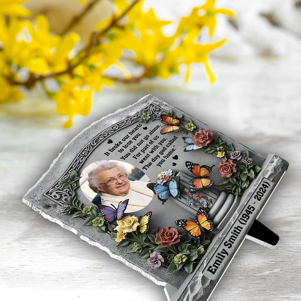 Le jour où Dieu t'a rappelé à lui - Plaque commémorative personnalisée en acrylique