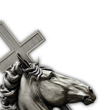 Cheval et Croix - Panneau en métal découpé chrétien personnalisé