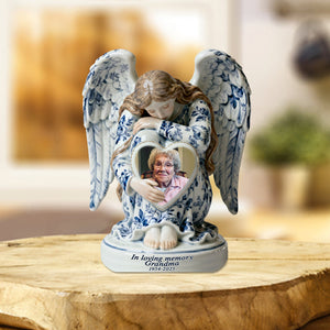 In Loving Memory Toile De Jouy Angel - Personalized Memorial Custom Shaped Acrylic Plaque