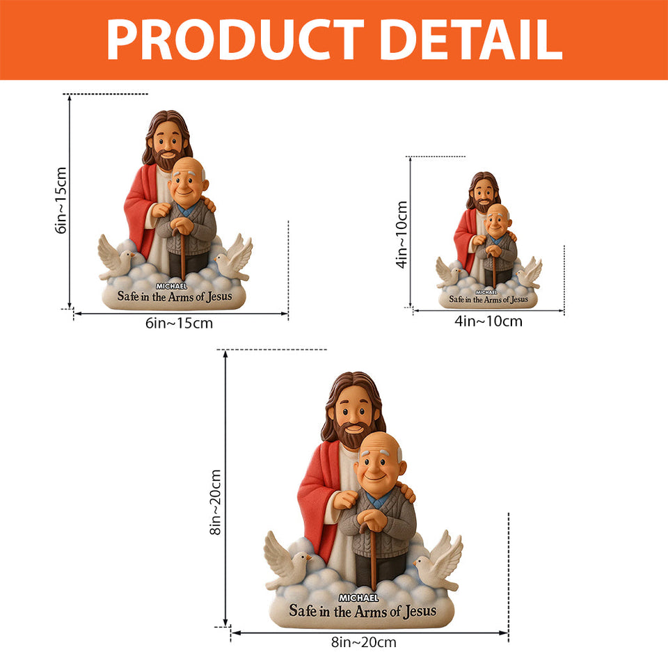 Safe In The Arms Of Jesus - Personalized Memorial Custom Shaped Acrylic Plaque