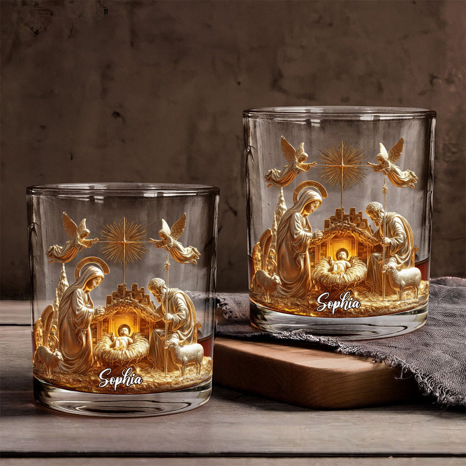 Moment de la Nativité - Verre à whisky chrétien personnalisé