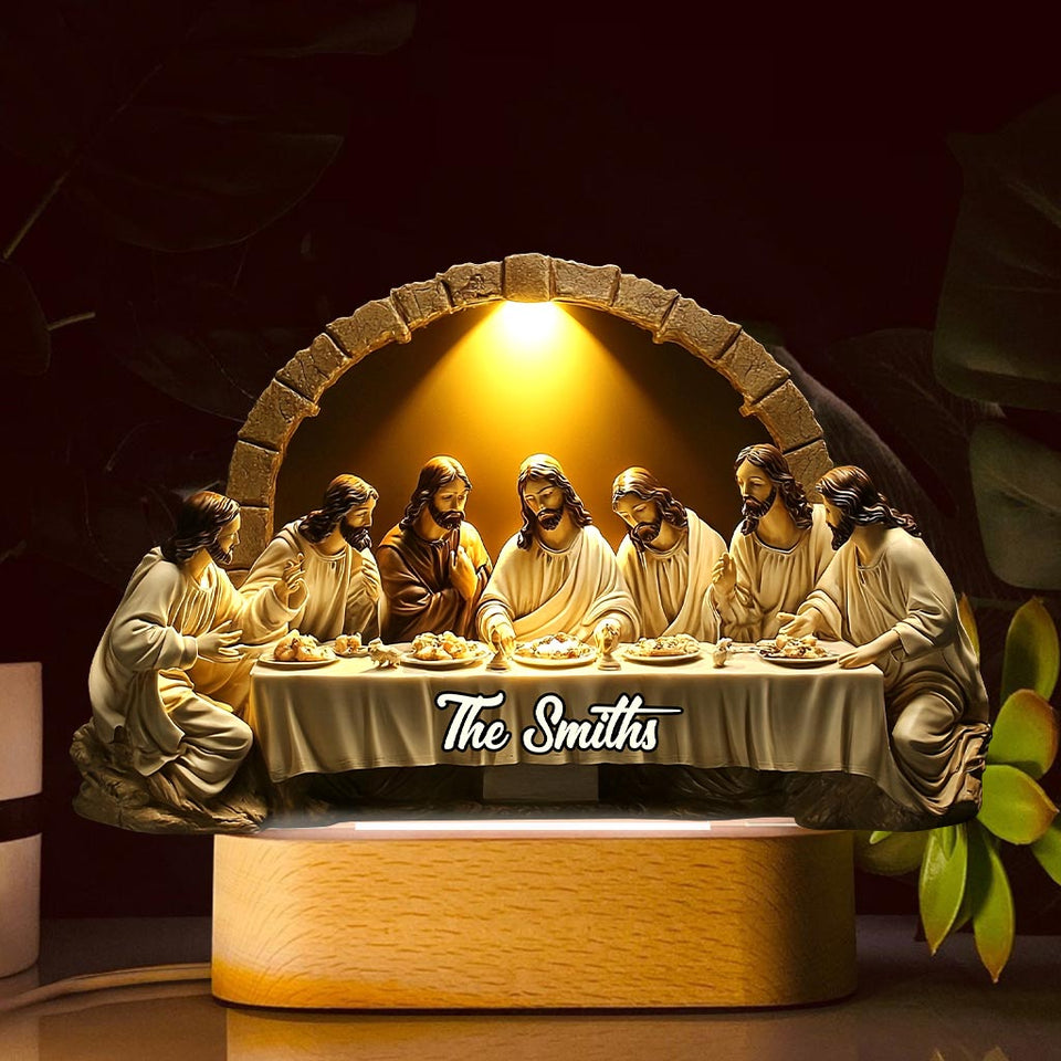 La Cène - Plaque lumineuse personnalisée en forme de croix chrétienne