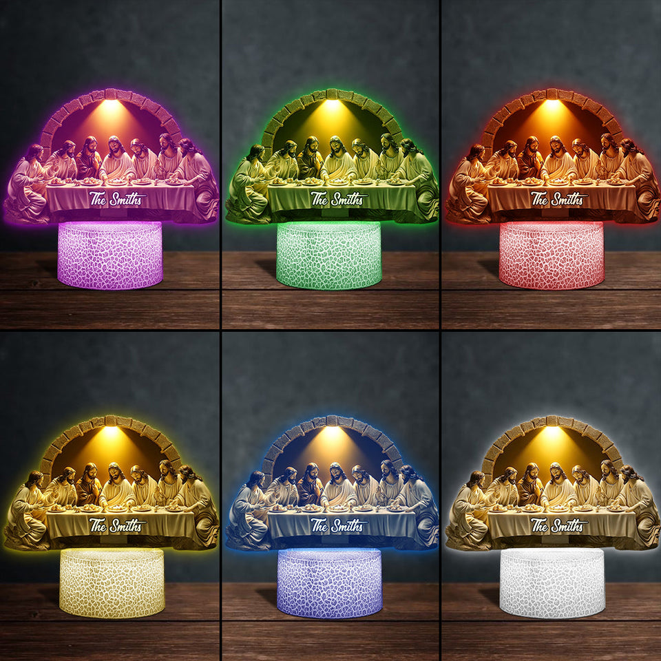 La Cène - Plaque lumineuse personnalisée en forme de croix chrétienne