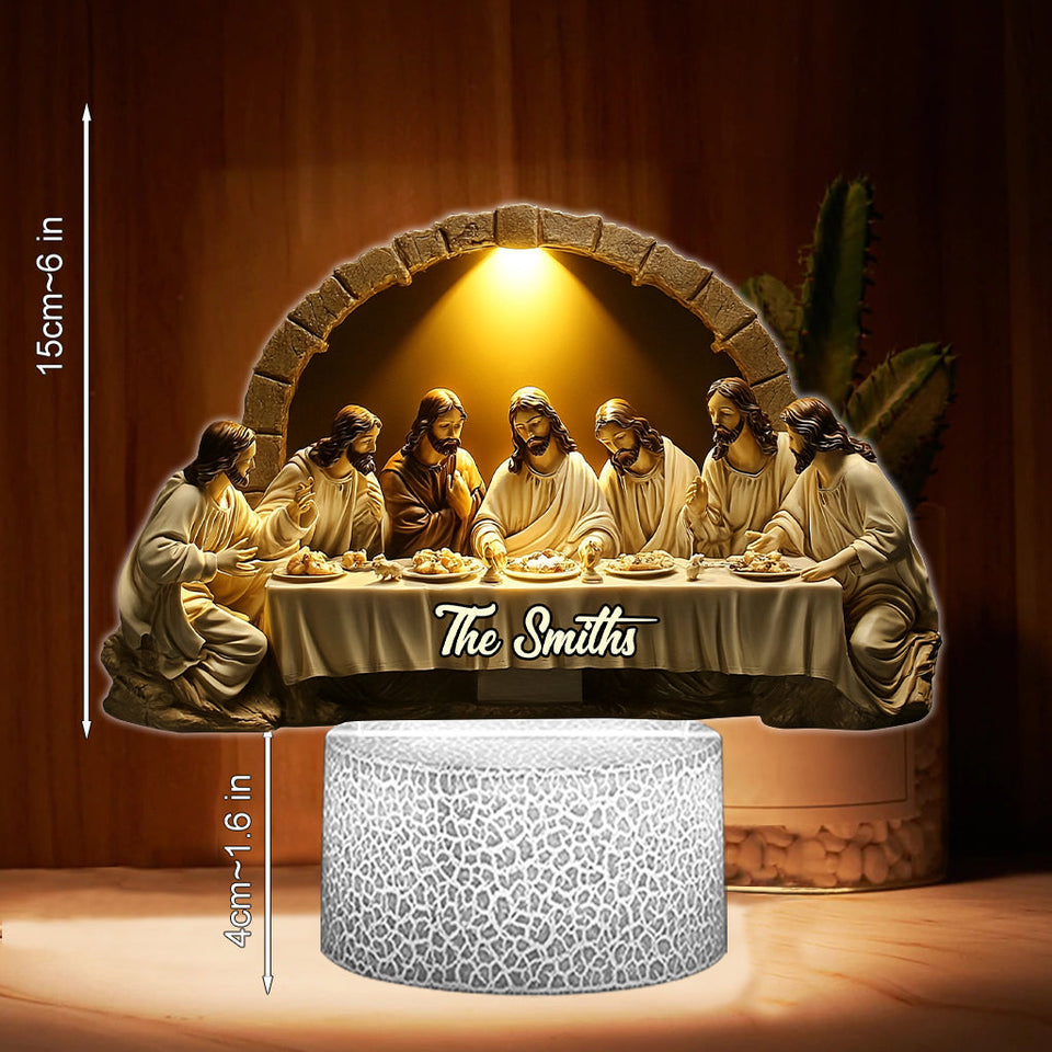 La Cène - Plaque lumineuse personnalisée en forme de croix chrétienne
