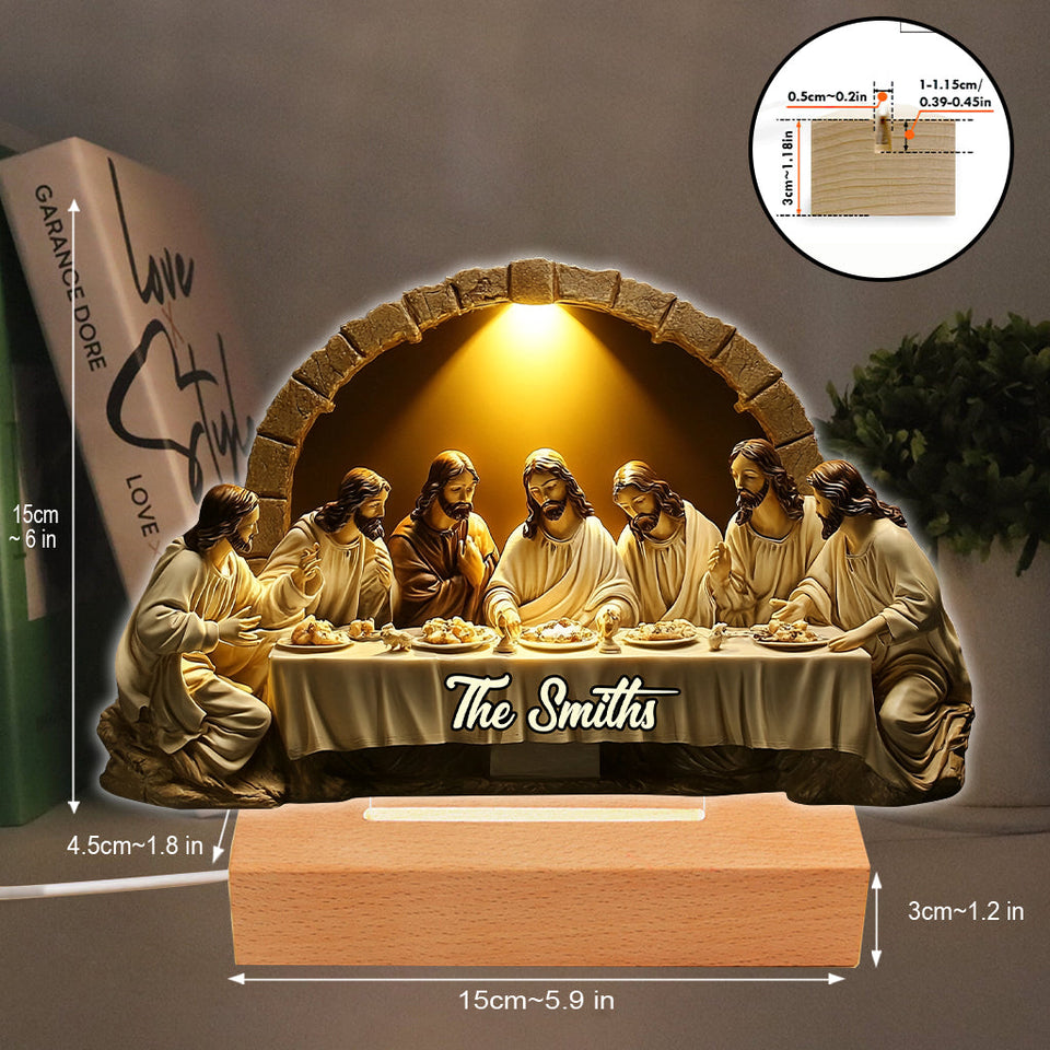 La Cène - Plaque lumineuse personnalisée en forme de croix chrétienne