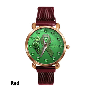 Green Ribbon - Personalized Mental Health Awareness Women Hand Watch