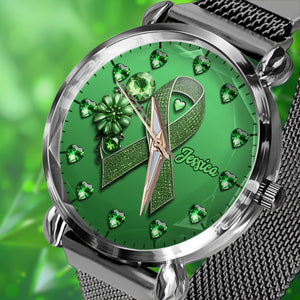Green Ribbon - Personalized Mental Health Awareness Women Hand Watch
