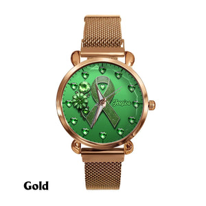 Green Ribbon - Personalized Mental Health Awareness Women Hand Watch