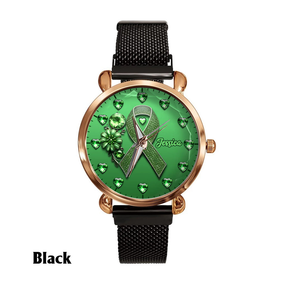 Green Ribbon - Personalized Mental Health Awareness Women Hand Watch