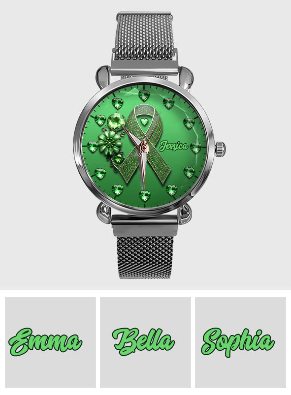 Green Ribbon - Personalized Mental Health Awareness Women Hand Watch