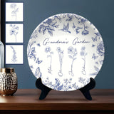 Cadeau « Jardin de grand-mère » pour grand-mère, maman… - Assiette ronde en céramique personnalisée « Grand-mère »