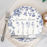 Cadeau « Jardin de grand-mère » pour grand-mère, maman… - Assiette ronde en céramique personnalisée « Grand-mère »