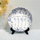 Cadeau « Jardin de grand-mère » pour grand-mère, maman… - Assiette ronde en céramique personnalisée « Grand-mère »