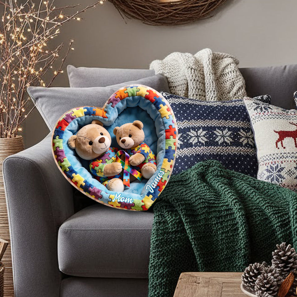 Strong Mama - Personalized Autism Awareness Faux Fur Shaped Pillow