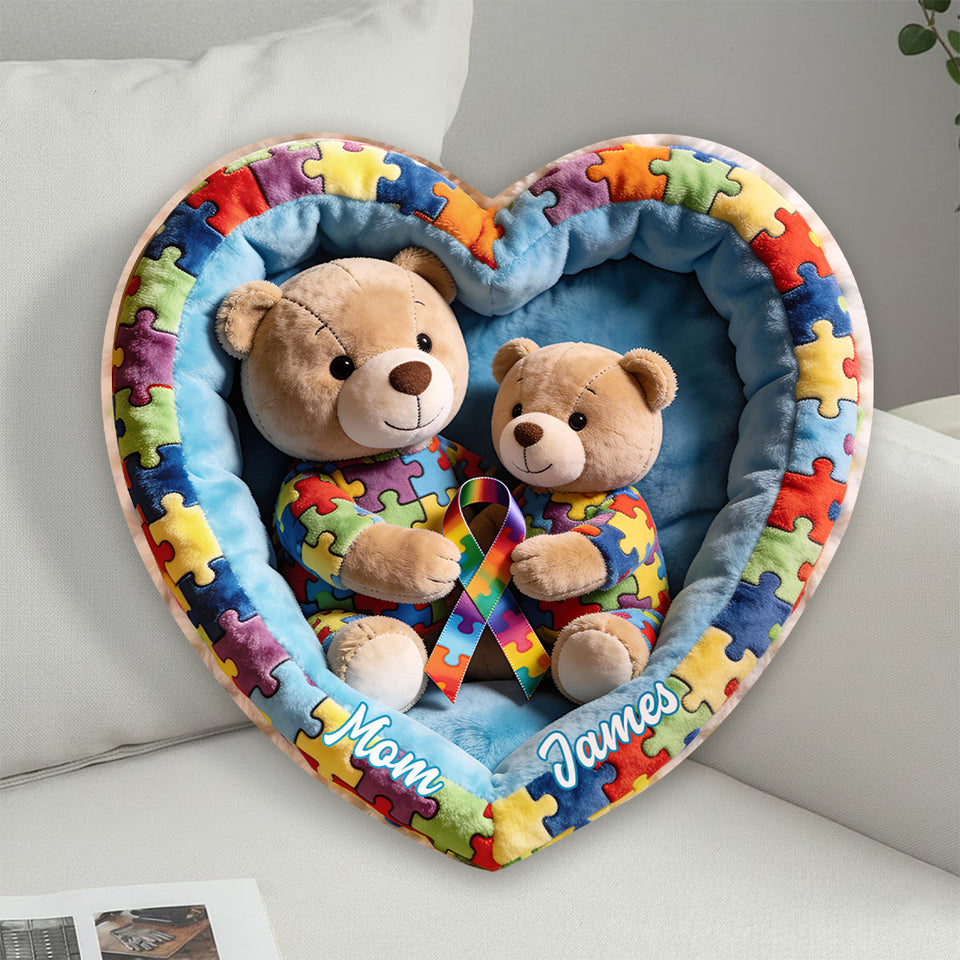 Strong Mama - Personalized Autism Awareness Faux Fur Shaped Pillow