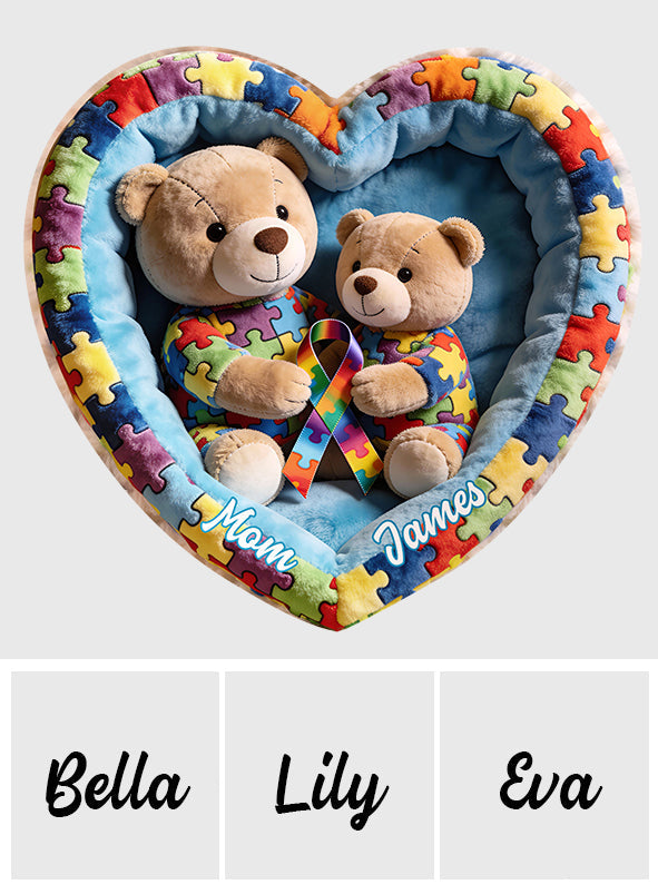 Strong Mama - Personalized Autism Awareness Faux Fur Shaped Pillow