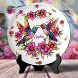 Colorful Hummingbird - Personalized Hummingbird Ceramic Round Plate