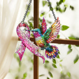 Sensibilisation au cancer du sein avec un colibri - Ornement attrape-soleil personnalisé à suspendre à la fenêtre pour la sensibilisation au cancer du sein 
