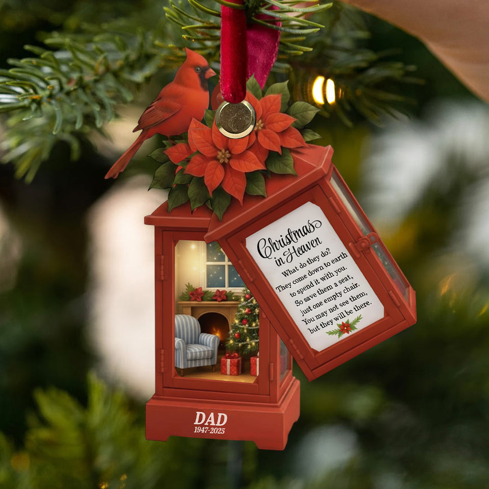 Christmas In Heaven - In Loving Memorial - Personalized Memorial Flip Ornament