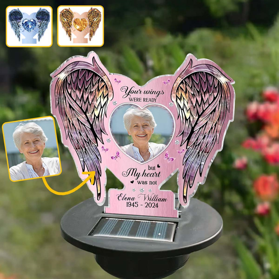Tes ailes étaient prêtes, mais mon cœur ne l'était pas - Lampe solaire commémorative personnalisée pour jardin