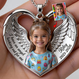 I Have An Angel Looking Out For Me - Personalized Memorial Shaped Metal Pendant Necklace