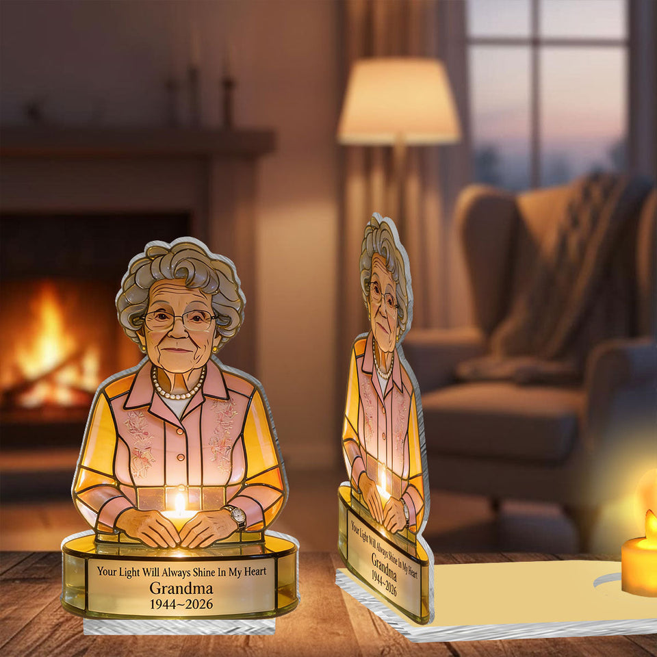 Eternal Glow Memory Candle - Personalized Memorial Candle Holder Sign