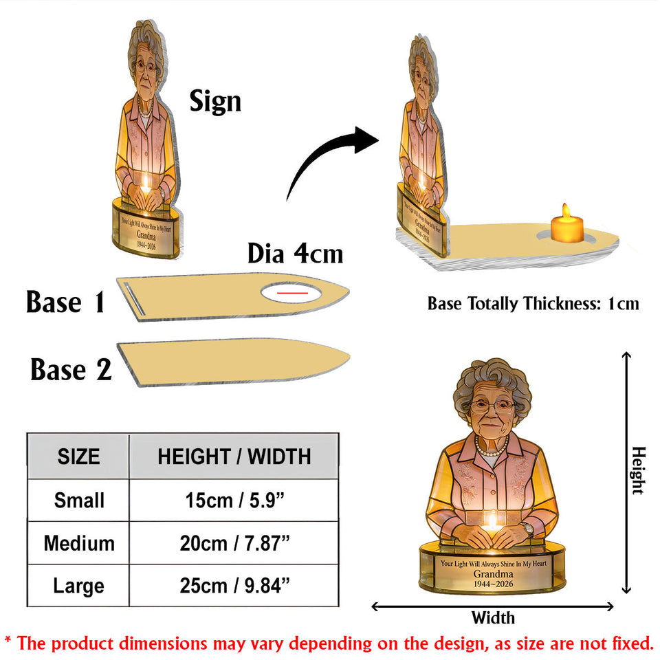 Eternal Glow Memory Candle - Personalized Memorial Candle Holder Sign