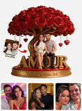 Figurine de couple personnalisée sous un arbre de roses - Plaque en acrylique personnalisée pour couple, de forme personnalisée