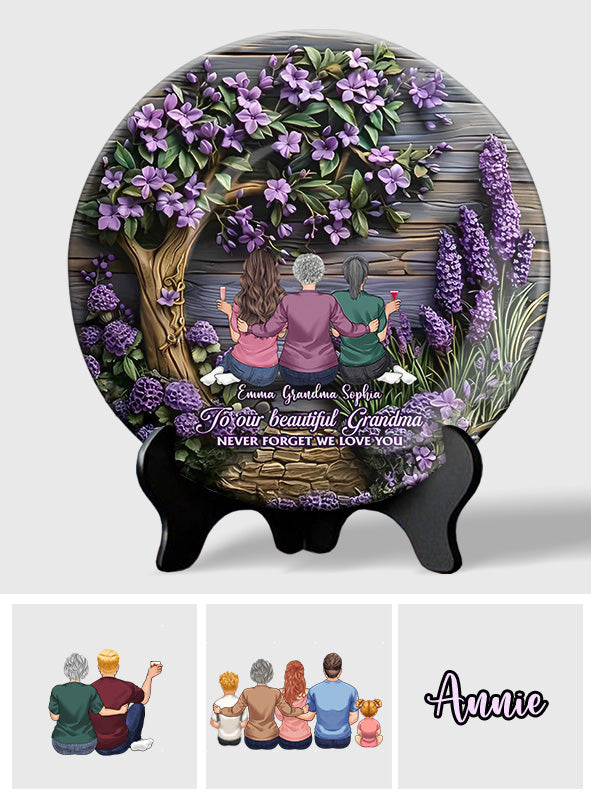 À grand-mère, maman, n'oublie jamais que nous t'aimons - Assiette ronde en céramique personnalisée pour grand-mère