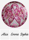 The Breast Cancer Ribbon Quilted - Personalized Breast Cancer Awareness Round Rug