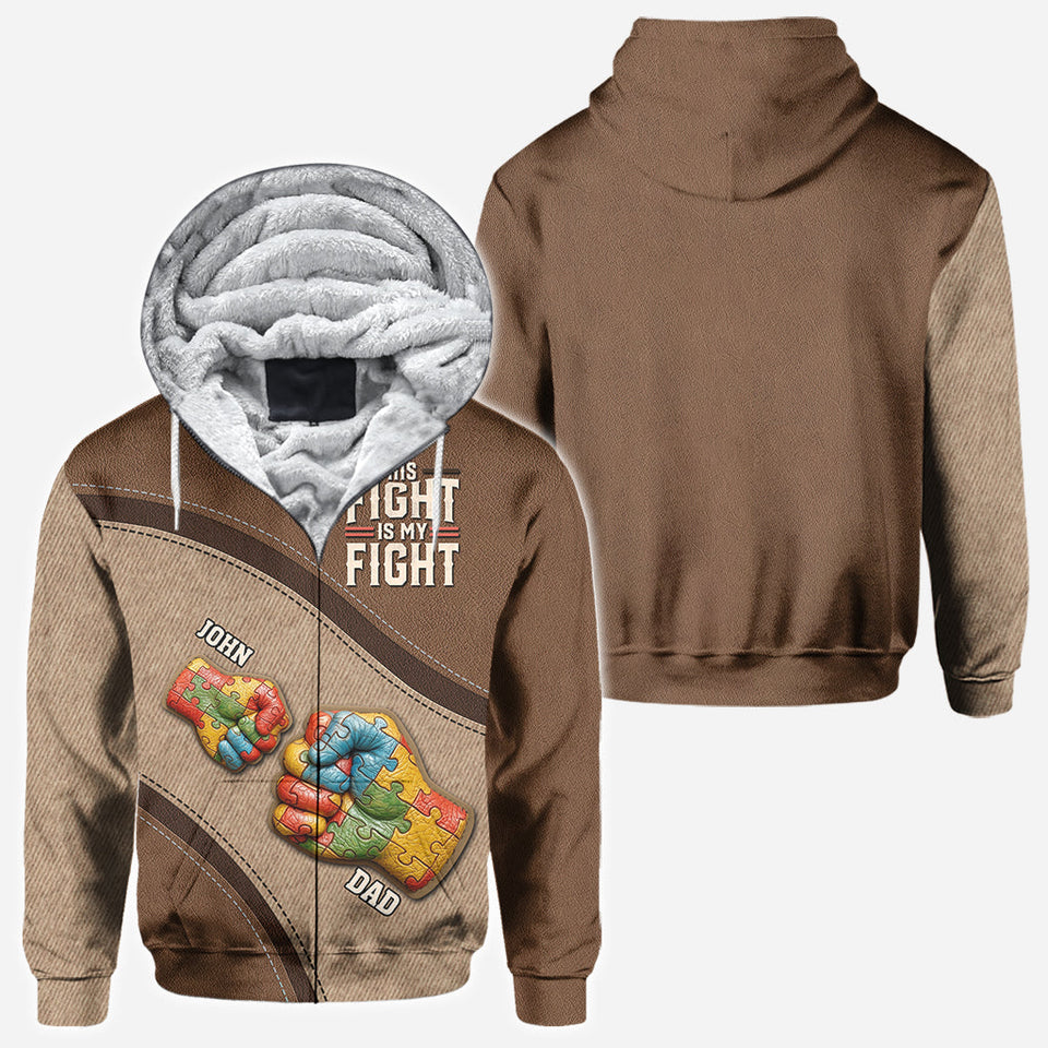 His/ Her Fight Is My Fight - Personalized Autism Awareness All Over Shirt