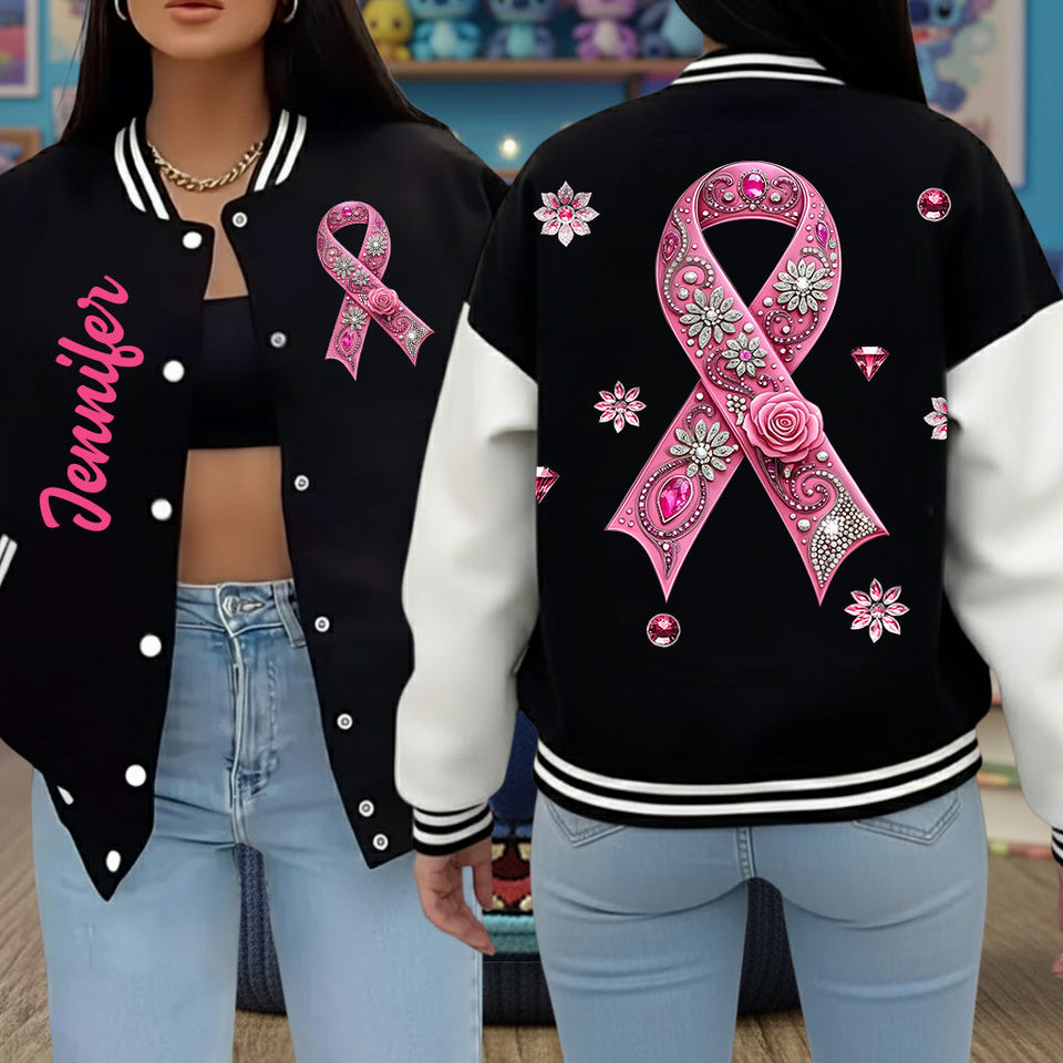 Faith Hope Love - Personalized Breast Cancer Awareness Varsity Jacket