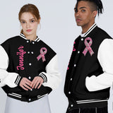Faith Hope Love - Personalized Breast Cancer Awareness Varsity Jacket