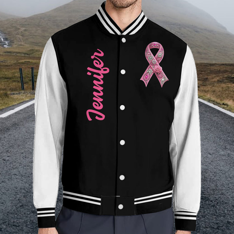 Faith Hope Love - Personalized Breast Cancer Awareness Varsity Jacket