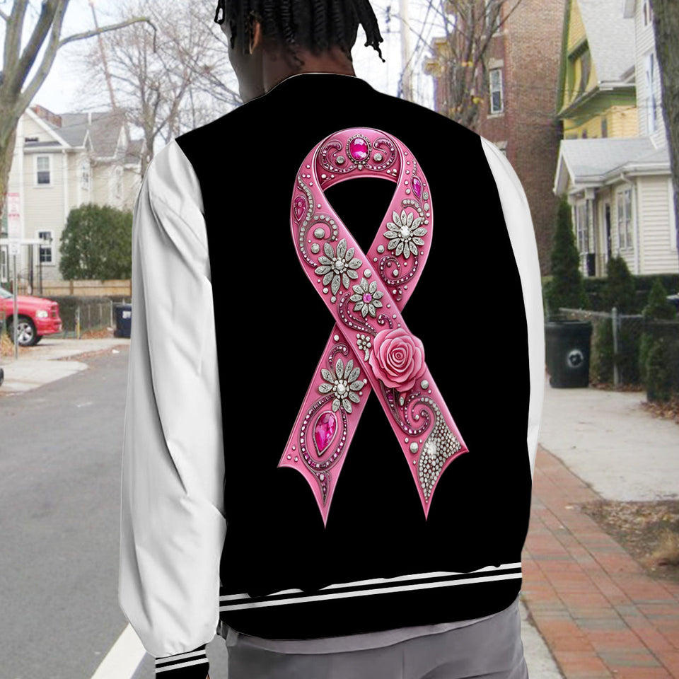 Faith Hope Love - Personalized Breast Cancer Awareness Varsity Jacket