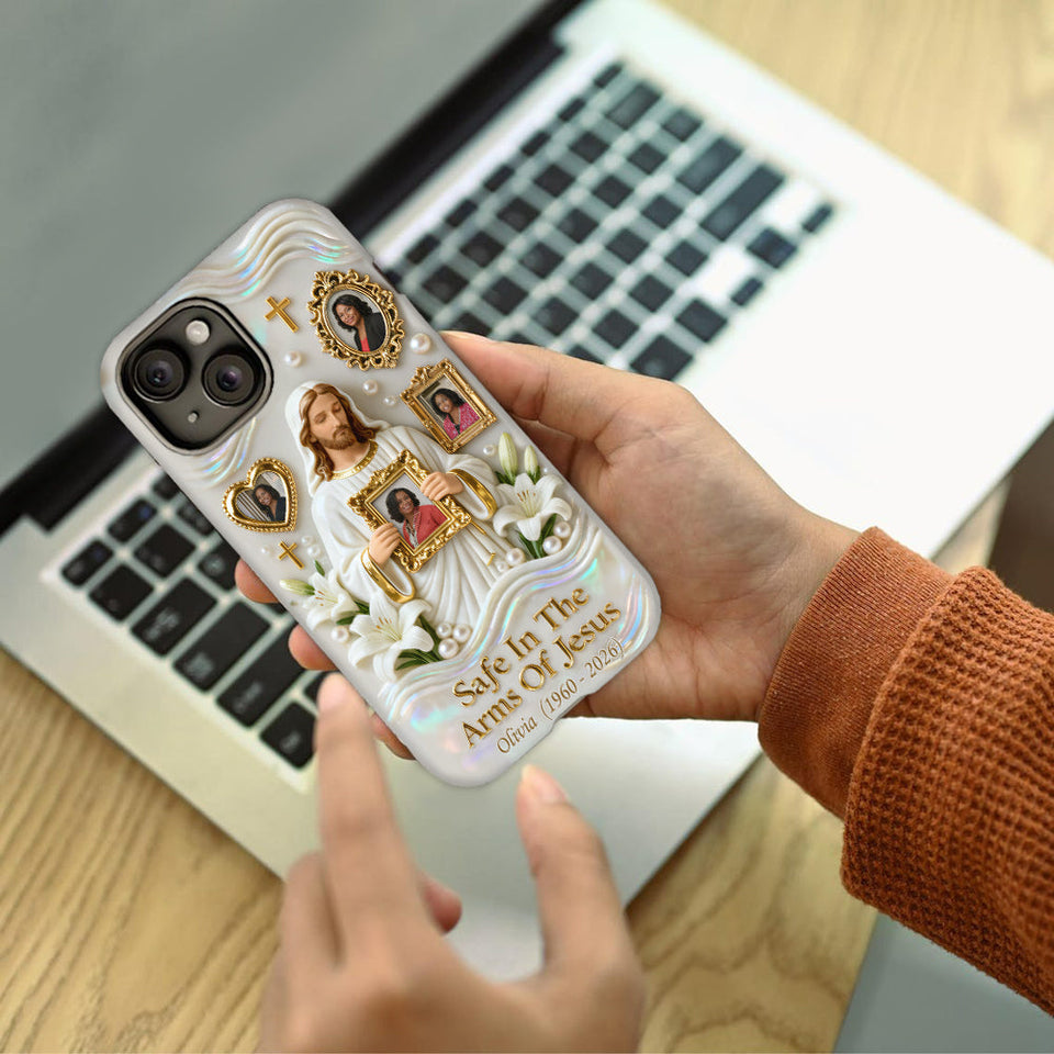 Save In The Arms Of Jesus - Personalized Memorial Full Print Phone Case