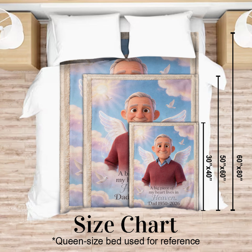 A Piece Of My Heart Lives In Heaven - Personalized Memorial Blanket
