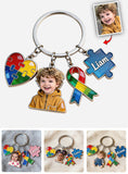 Custom Any Photo Autism Awareness - Personalized Autism Awareness Keychain With Charms
