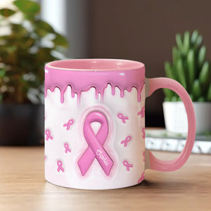 Pink Is My Signature Color - Personalized Breast Cancer Awareness Accent Mug