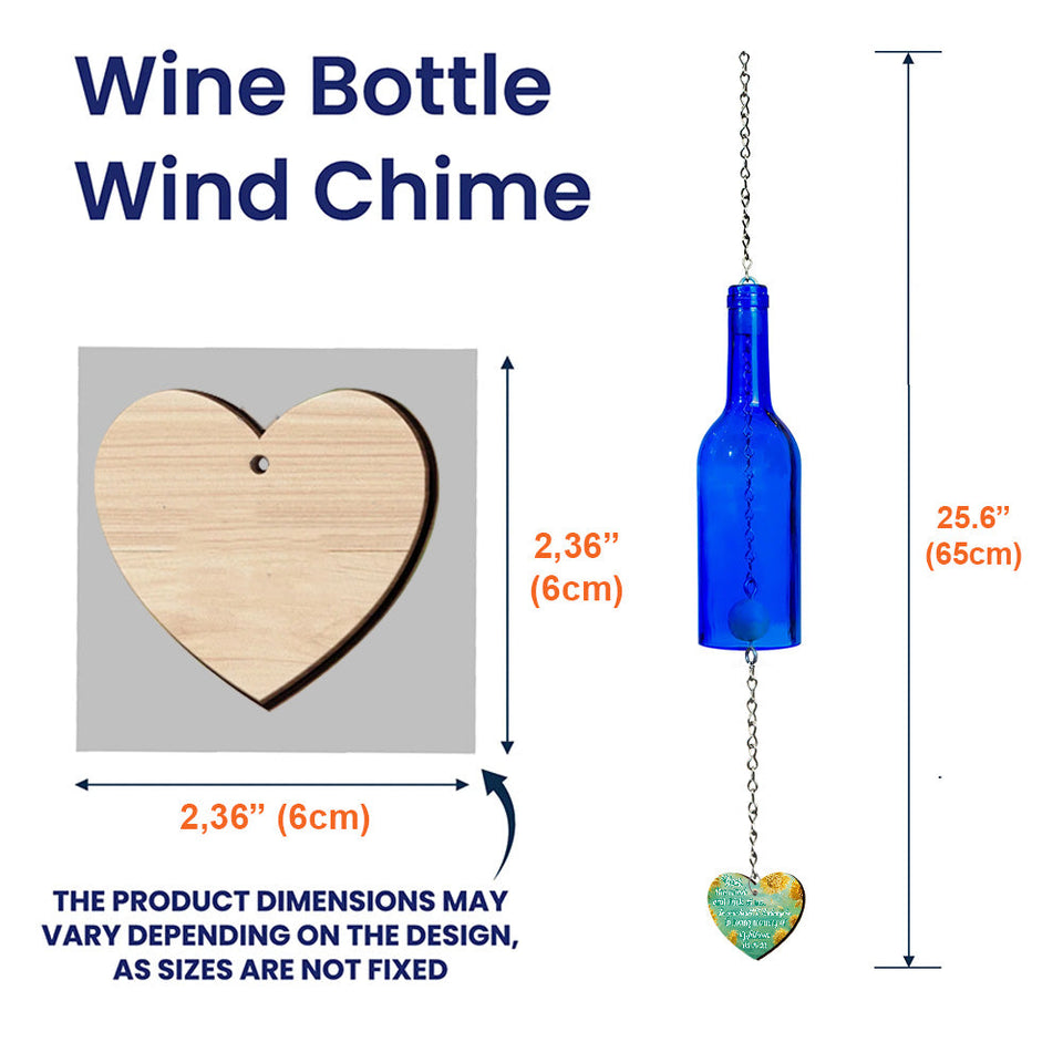 Écoutez le vent et pensez à moi - Carillon éolien personnalisé en forme de bouteille de vin commémorative