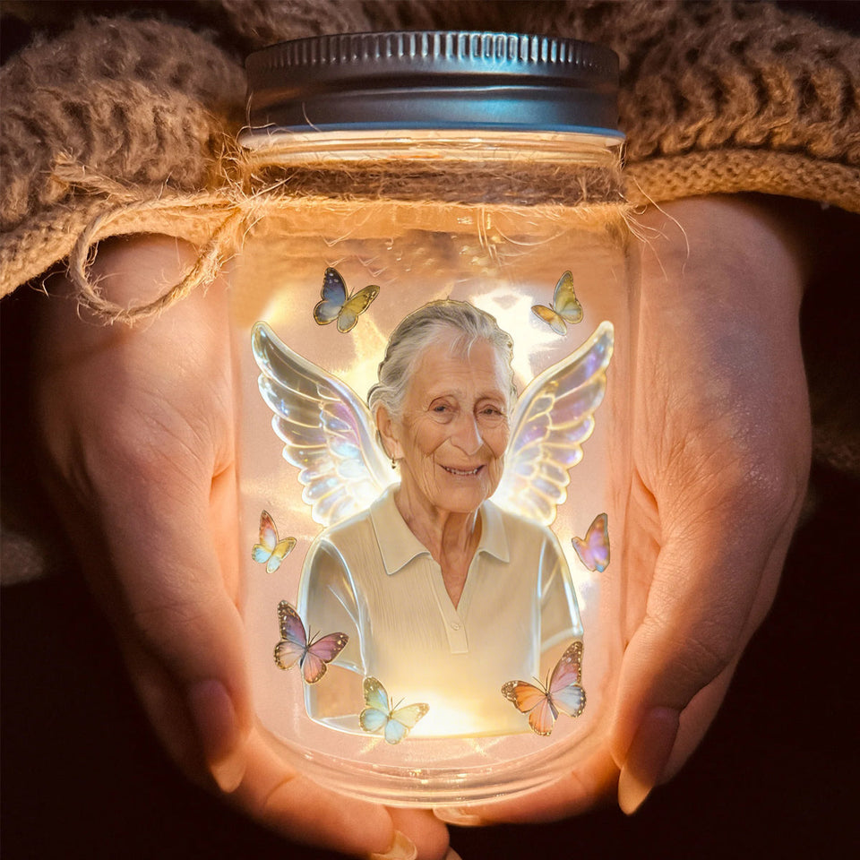 Your Wings Were Ready But My Heart Was Not - Personalized Memorial Mason Jar Light