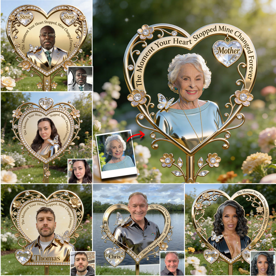Le moment où votre cœur s'est arrêté - Plaque commémorative personnalisée en acrylique pour jardin