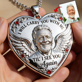 Memorial Gift, Til I See You Again - Personalized Memorial Shaped Metal Pendant Necklace